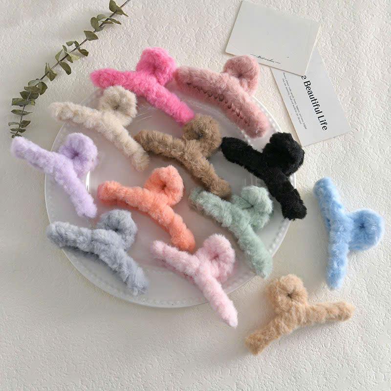 MUA 4 TẶNG 1 Kẹp tóc càng cua phối lông phong cách Hàn Quốc phụ kiện cỡ size lớn hottrend cho nữ đẹp SAUHOUSE Women Voi