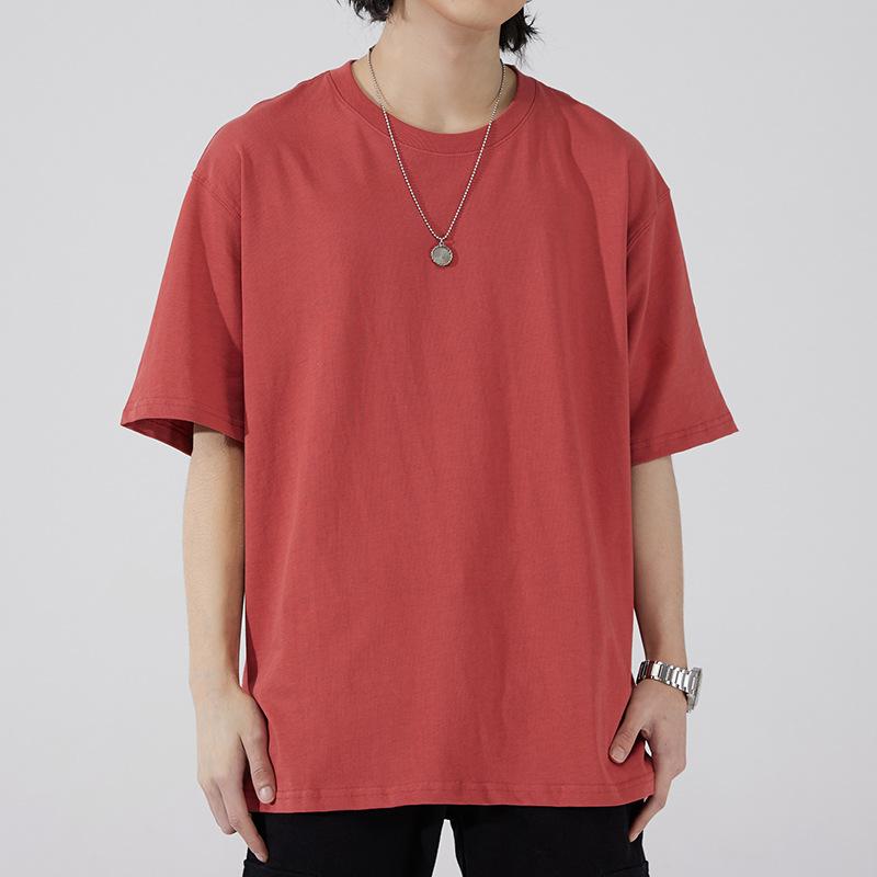 Product Introduction of EDC American Streetwear Heavyweight 230g Short Sleeve T-shirt Unisex Ins Basic Solid Color Undershirt 19
