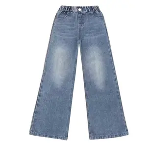 Celana Jeans Anak Perempuan Model Kulot Sakena Gombrong Wisker Sprey Umur 3 4 5 6 7 8 9 10 11 12 13 14 Tahun Sampai 15 Tahun Warna Snow Biru Snow Balck Retro Terbaru Fashion