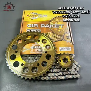 GEAR GIR SET GIR PAKET VIXION NEW NVL NVA 14 43T 428H 128PLUS Gold Motor Motorcycle Racing Rantai Roda