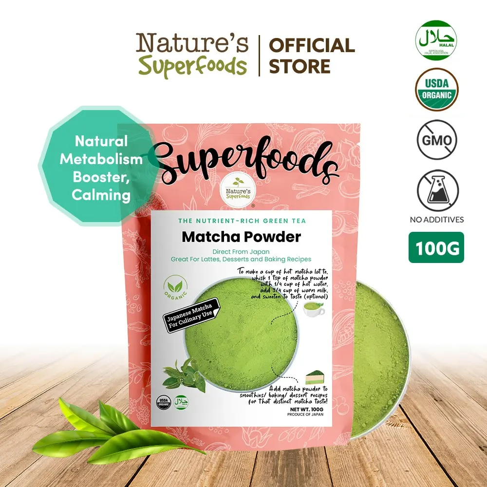 Nature's Superfoods Organic Premium Matcha Powder (For Recipes) 100g Pack Antioxidants Detox l From Japan BB: 30 Nov 26
