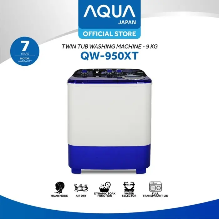 Mesin cuci 2 tabung Aqua Sanyo 9kg QW-950XT 1