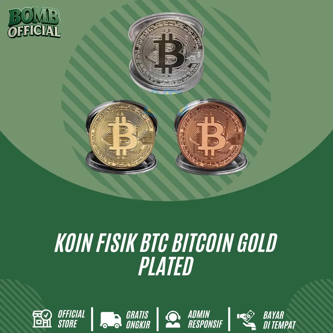Coin Koin Fisik BTC Bitcoin Gold Plated Pajangan Koleksi Souvenir Gift