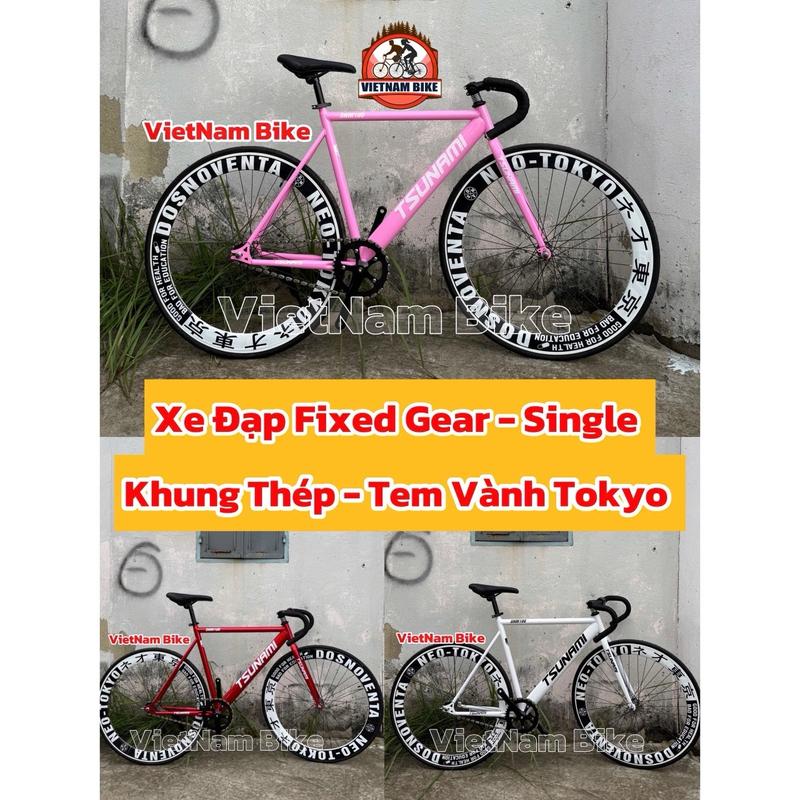 FS Xe đạp thể thao fixed gear và single size M khung hợp kim thép dán tem vành tokyo trắng hoặc tokyo Hồng vành 4 cm kèm strap và đồ lắp Gắn Xe Đạp Đạp Xe Đạp Sports