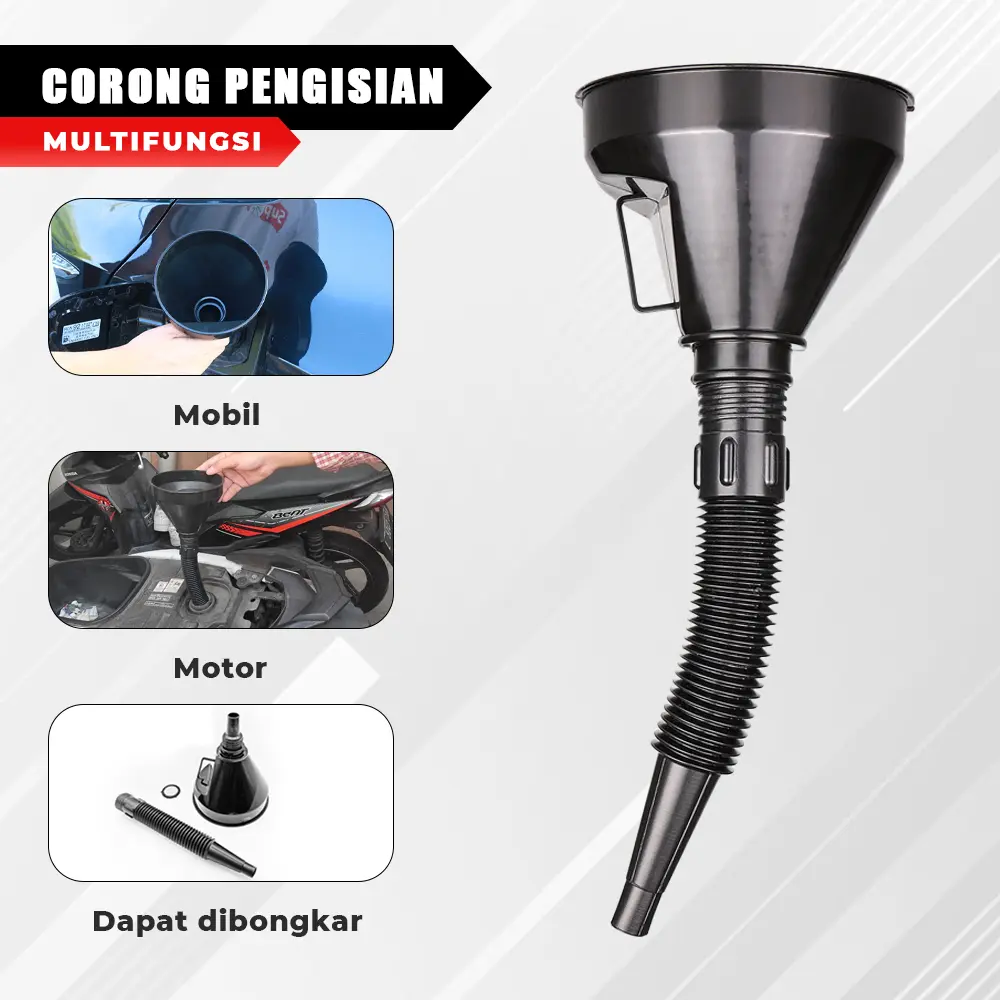 Corong Bensin Motor BBM Solar Corong Filter Anti Tumpah Corong Oli Mobil Corong Multifungsi Corong Bongkar Pasang Multifungsi Fuel Funnel Praktis