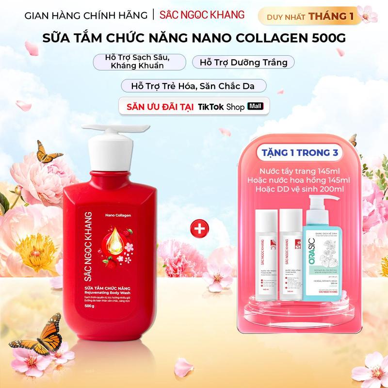  Sữa Tắm Chức Năng Nano Collagen Sắc Ngọc Khang Hương Thơm Nước Hoa Cherry Blossom 500G - Hỗ Trợ Da Sáng Mịn Chắc Khỏe Lưu Hương Dài Lâu 