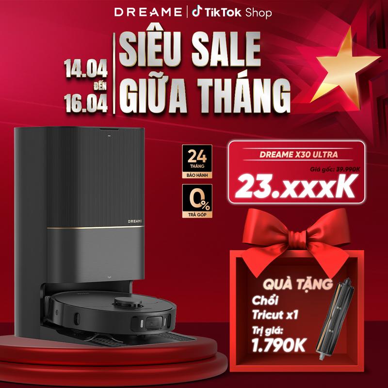 [TẶNG Chổi Tricut] Robot lau sàn Máy Hút Bụi tự làm sạch thông minh Dreame Bot X30 Ultra - Bản quốc tế - Hàng chính hãng - Bảo hành 24 tháng