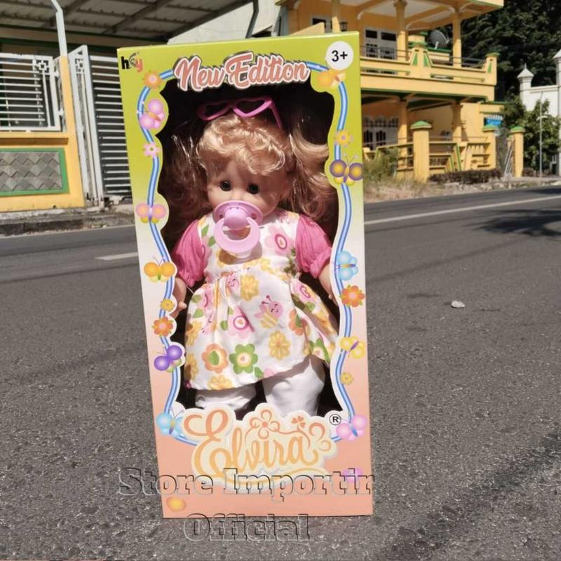 Mainan Boneka Elvira 638 S Plus Empeng Bisa Nangis Dan Bisa Bicara Mama Papa Lucu | Mainan Anak Perempuan Bisa Tertawa Mata Bisa Merem Melek | Mainan Boneka Bayi Pakai Baterai AA2 Kemasan Kardus Bahan Berkualitas 6
