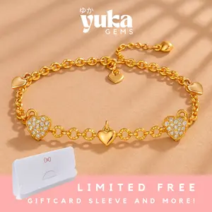 【YUKA】G-09 Perhiasan Gelang Love Wanita Anti Karat Titanium Berlian Jewellery Anti Luntur Jepang Gelang Accessories Perempuan Jepang Jewellery Jewelry Perhiasan Lapis Emas 09