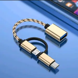 OTG Tipe C Micro 2in1 To Usb female converter koneksi transfer data to Flashdisk FlashDrive Storage