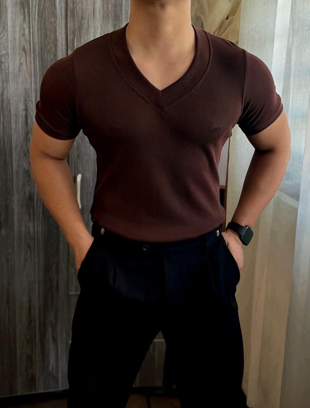 Áo thun ngắn tay nam cổ trái tim bản to form body vải gân tăm dày giữ form cao cấp Ltfashion Menswear Cổ Tim Màu Trắng Cổ Tim