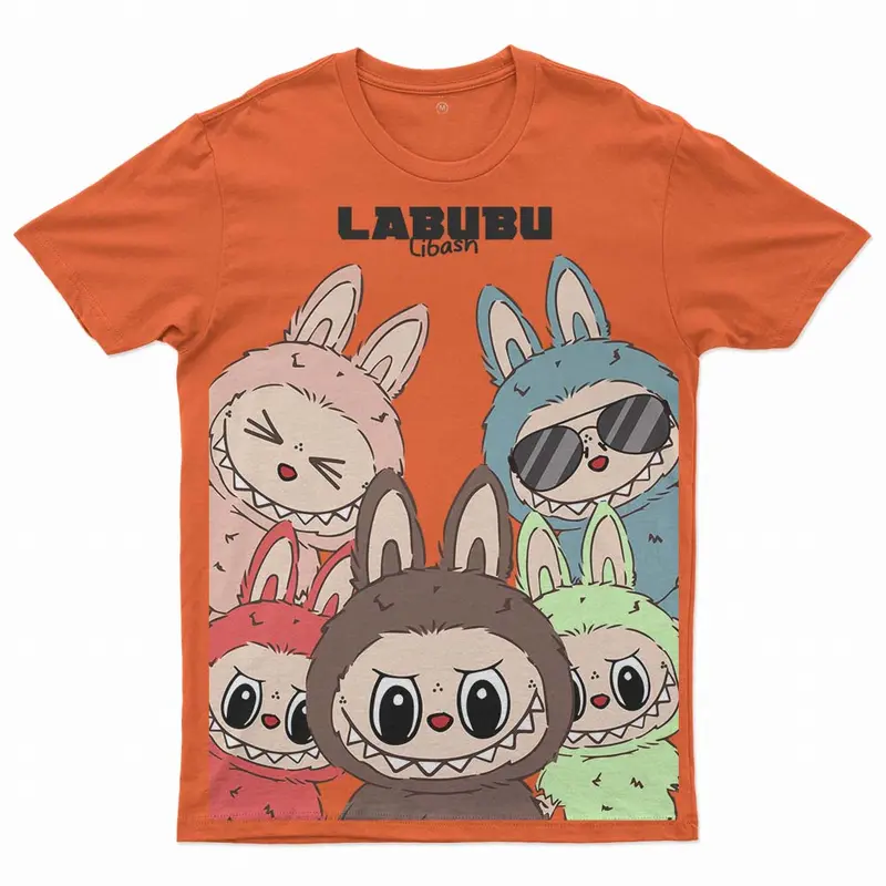 Libash Pakaian Anak Kaos Unisex Umur 3-8 Tahun Labubu Combed 30s Atasan Kids Fashion imut mustar kaos anak perempuan 5
