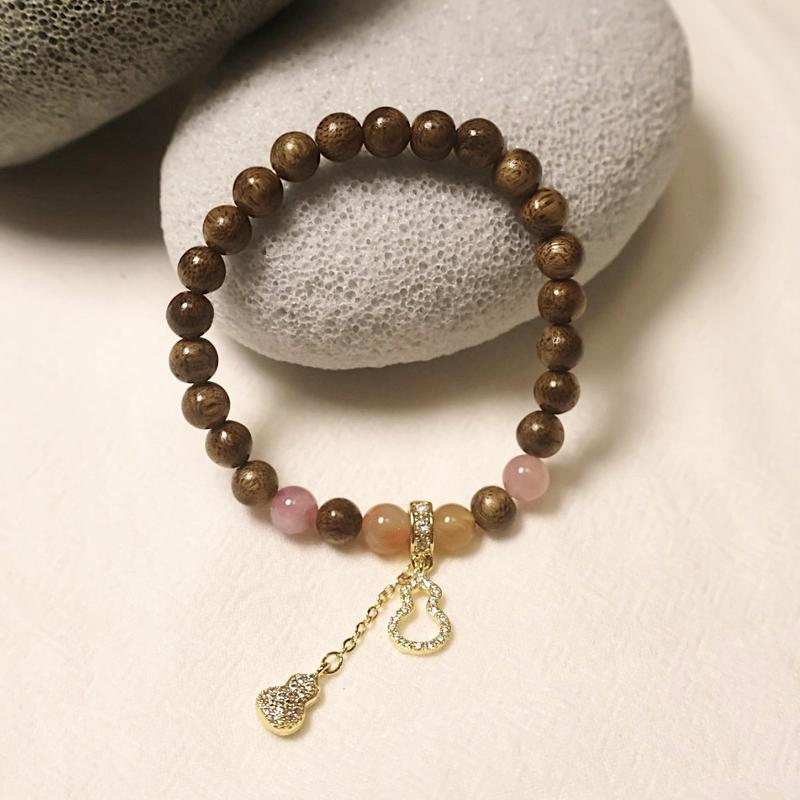 Tronchic - Vòng Tay Trầm Hương Tự Nhiên Nữ Mix Charm Hồ Lô Tinh Tế Mang Năng Lượng Tài Lộc Quà Tặng Phong Thủy Ý Nghĩa