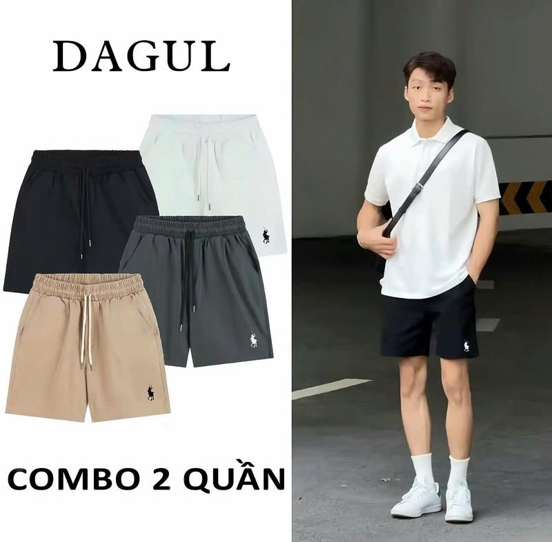 (M-56) DAGUL Combo 2 Quần Short Kaki Nam Nữ Logo Thêu Hình Ngựa Chất Liệu Mềm Mại Thoáng Mát 2