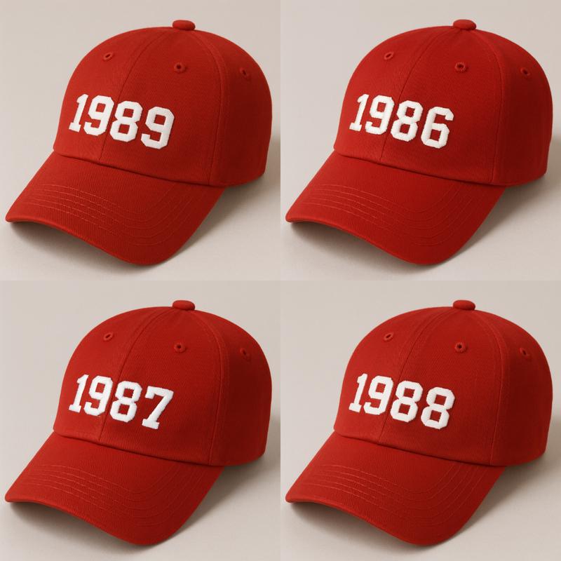 Mũ Lưỡi Trai Đỏ Thêu Năm Sinh – Deal 9K – Hot TikTok – Unisex