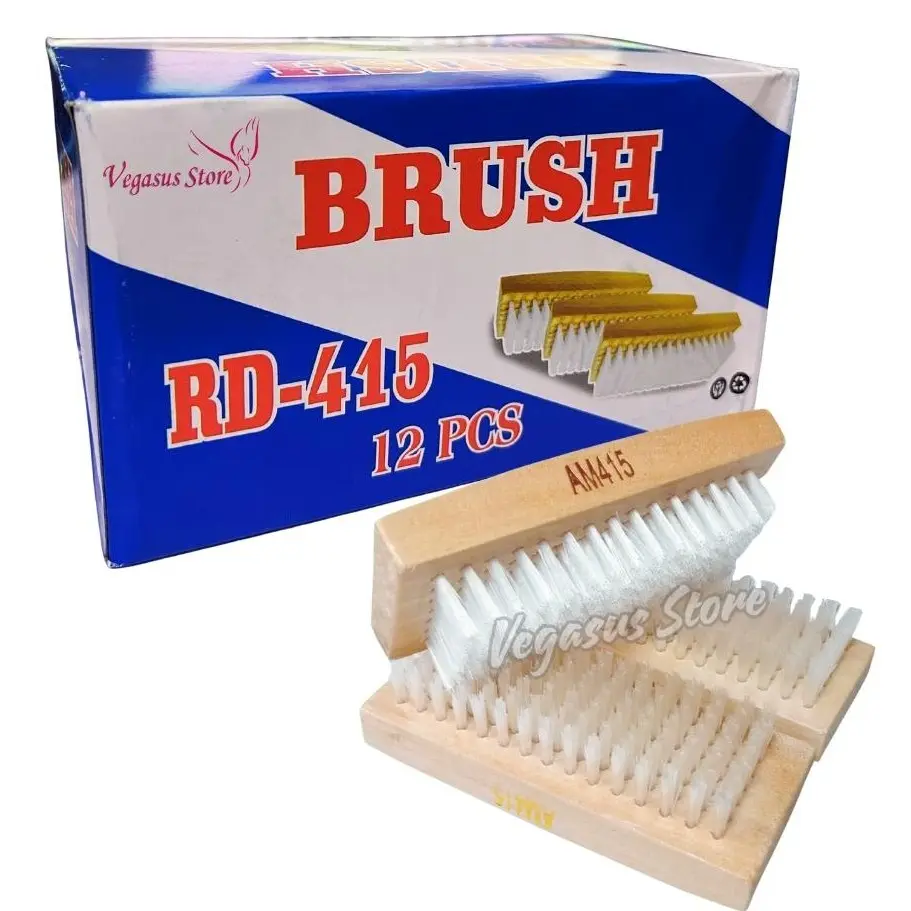 Vegasus Store 1Box Isi 12Pcs Sikat Cuci Baju Karpet Lantai Motor Kamar Mandi WC AM415 Bahan Silikon & Kayu Tahan Lama RD-415 Brush