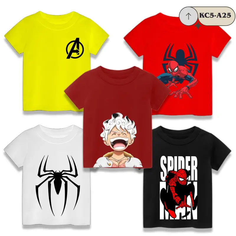 Baju Isi 5 PCS - Kaos anak Laki Laki Campur Motif Dan Warna Umur 1-8 Tahun Katun Fashion 3