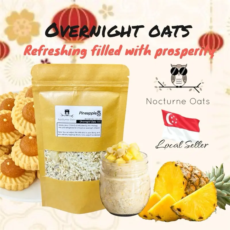 Nocturne overnight oats 80g (pineapple tart) Breakfast Oatmeal