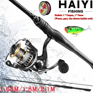 Joran Pancing 1.65M/1.8M/2.1M 2 Bagian Pancing Rod Reel 2000-5000 Joran Spinning Reel Pancing/Fiberglass Holow Joran Pancing Set Lengkap Untuk Memancing Bahan Aluminium Spinning/Joran Pancing Set Dengan Bahan Fiberglass