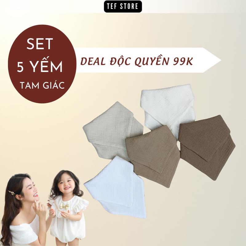  LMCP Set 5 yếm tam giác khăn yếm giữ cổ cho bé 2in1 8 lớp siêu dày thấm tốt Tef store 