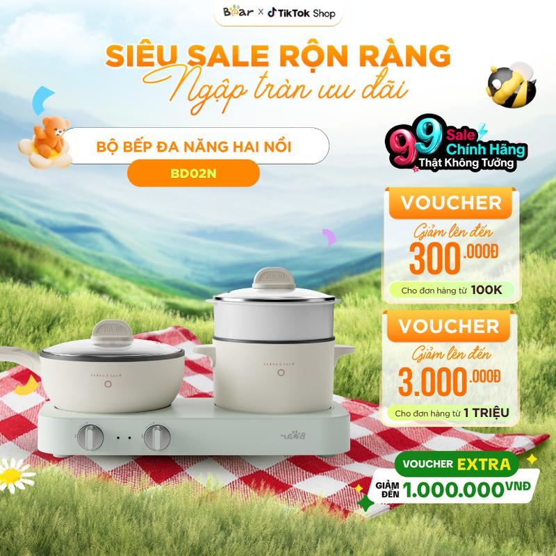 [Ưu Đãi Sốc] Bếp Điện Đôi BEAR Kèm Nồi Chảo Bếp Điện Đa Năng Bếp Điện Đôi Đa Năng Bếp Điện Nóng Nhanh Chống Dính Tiết Kiệm Điện SB-BD02N
