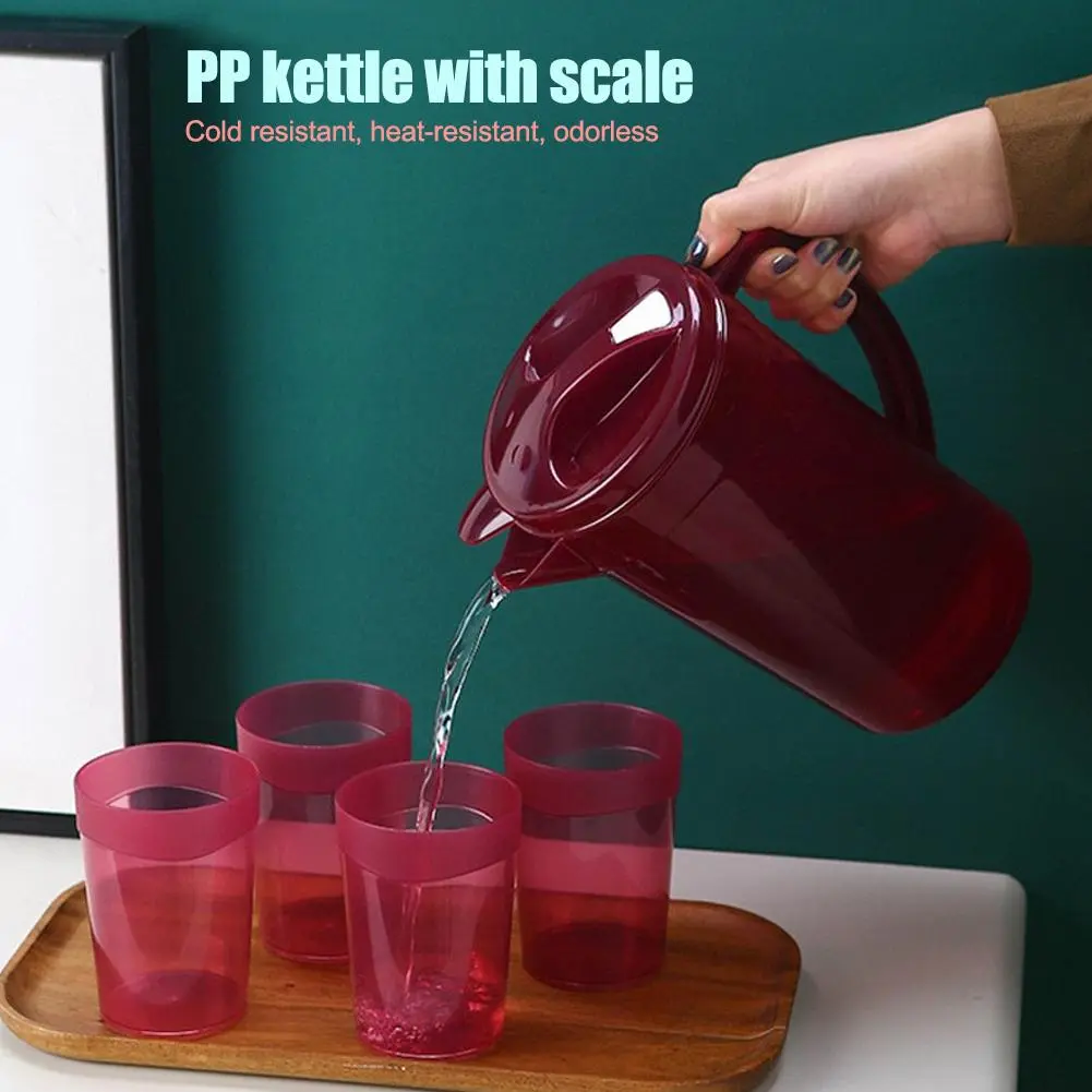 Simple And Durable Cold Kettle Cup Set Nordic Style Household Plastic Large Capacity Juice Cup Set With Scale