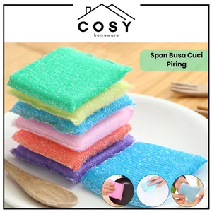 COSY 1 pcs Spon Busa Cuci Piring Warna Warni Sabut Jaring Spons Dishwashing Sponge Scouring Pad Wajan Wastafel