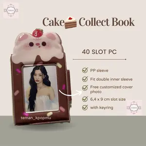 (Free cover) Cake Collect Book 1P Kolbuk isi 40 Slot Photocard Album Kue Kpop - Album Mini Korea Heart Album Kancing Plastik Case