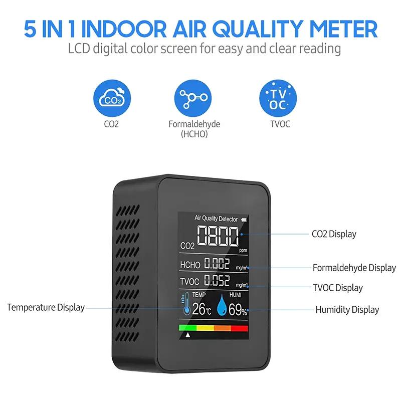 đa chức năng 5in1 co2 nhiệt độ kỹ thuật số đồng hồ máy kiểm tra độ ẩm carbon…