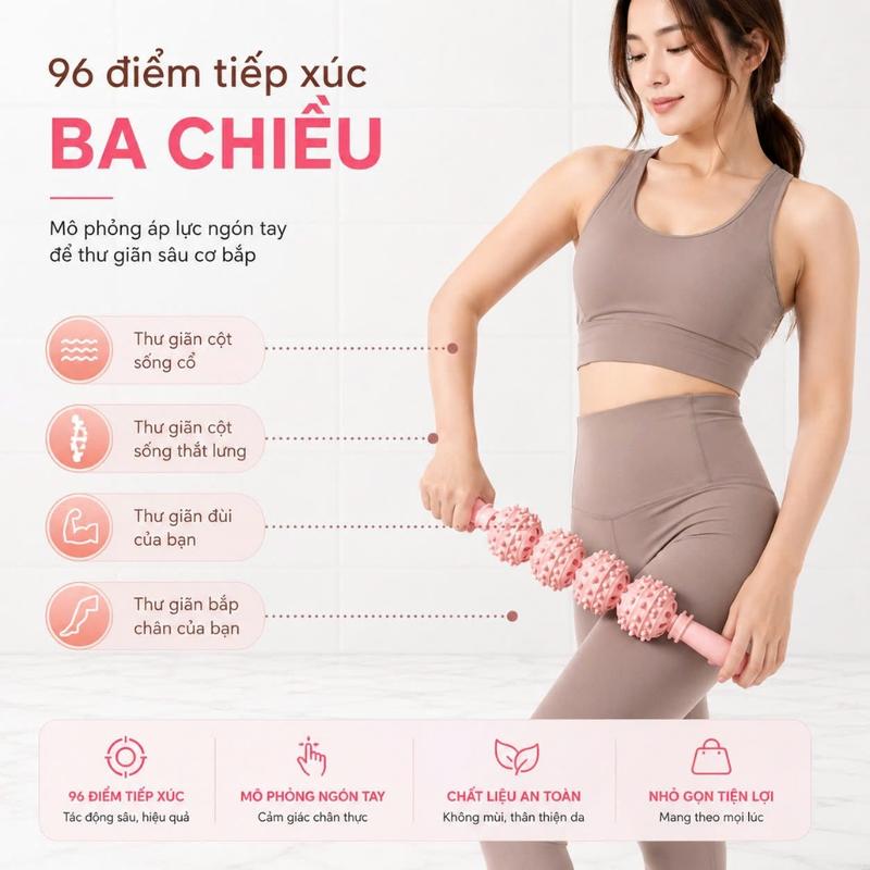 Gậy Massage Gai Yoga Con Lăn Massage Cơ Bắp Chân Đùi Dụng Cụ Thư Giãn Cơ Thể…