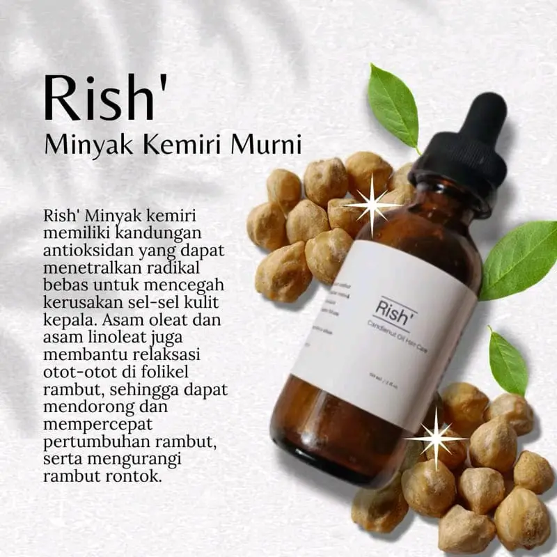 Rish' Minyak Kemiri Treatment Rambut Pira Wanita Hitam Rontok