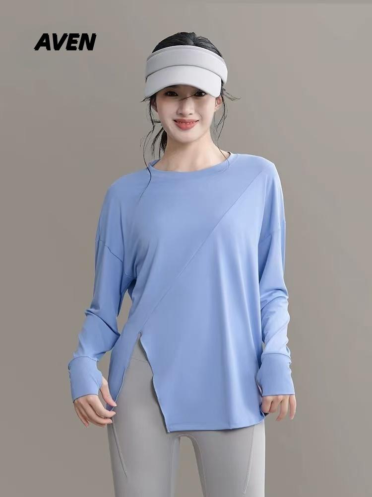 Venna Top Kaos Olahraga Wanita Lengan Panjang Sport Oversize T-Shirt Atasan Baju Olahraga Jogging Padel Gym Lari Yoga Pilates -06