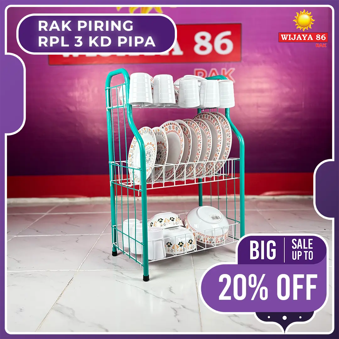 RAK PIRING RPL 3 KD PIPA | RAK PIRING SUSUN 3 BONGKAR PASANG | RAK PIRING 3 SUSUN | RAK GELAS | RAK DAPUR 3 SUSUN