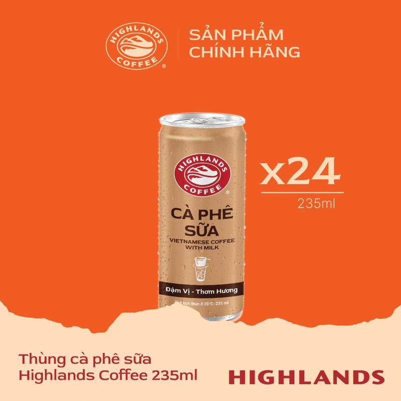 Thùng 24 Lon Cà Phê Sữa Highlands (235ml/lon)