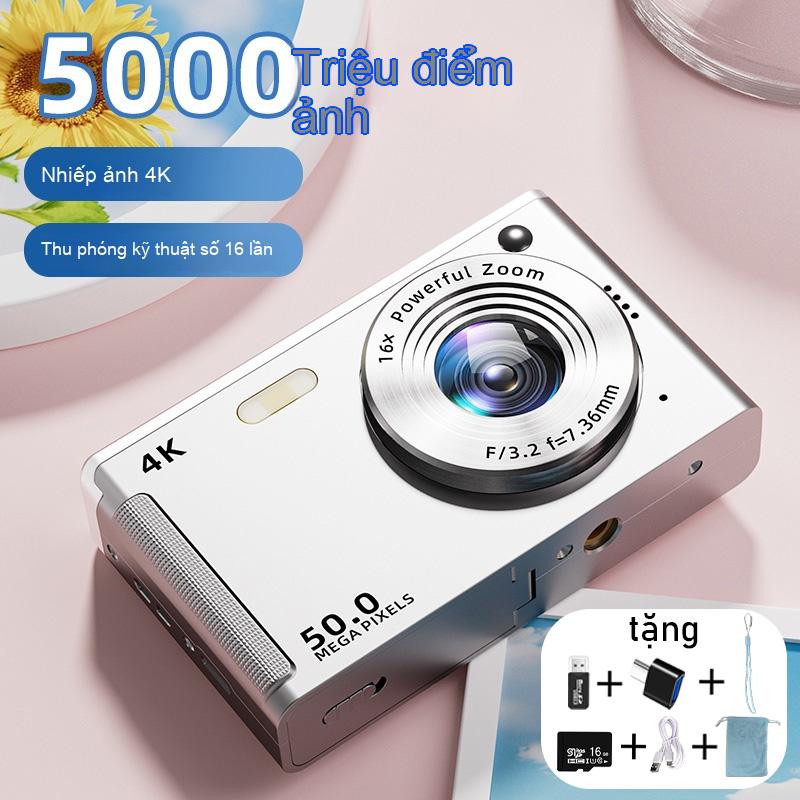 Máy ảnh CCD kỹ thuật số M06 HD, Mới, Ống kính kép du lịch Cầm Tay 4K, Thu phóng 16x, với khả năng nâng cao làm đẹp tích hợp, Chống Rung, Nguồn sáng phụ và Lấy Nét tự động AF.