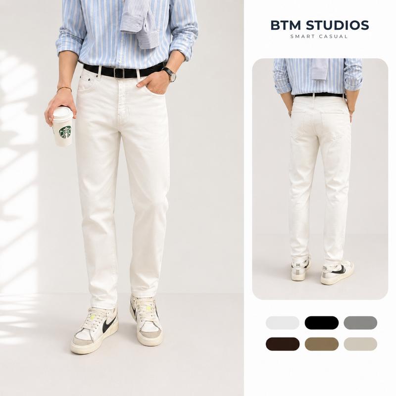 Quần dài kaki nam FIVE POCKET phối túi jeans BTM dáng slim vải kaki dầy dặn ôm nhẹ tôn dáng 548
