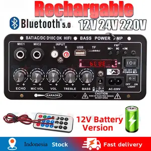 220V 12V Amplifier Board Audio Bluetooth USB FM Subwoofer DIY D10OK  Bagi Anda penggemar musik dan sering berpergian menggunakan kendaraan pribadi, audio amplifier ini cocok digunakan untuk melengkapi perjalanan Anda. Dengan amplifier ini, suara