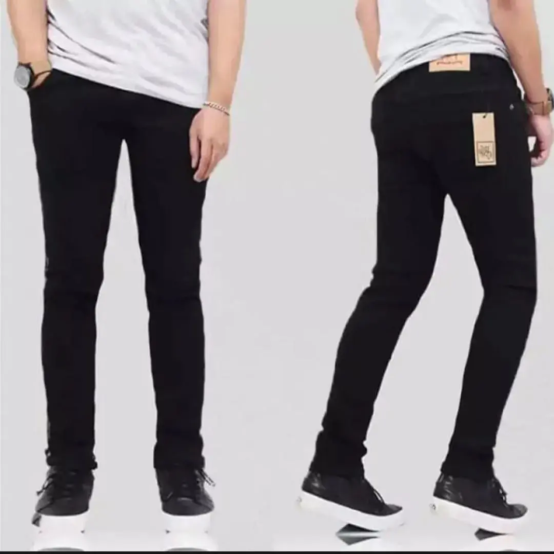 Celana Panjang Jeans Pria Dewasa Slim Fit Skinny Pensil Hitam - Denim