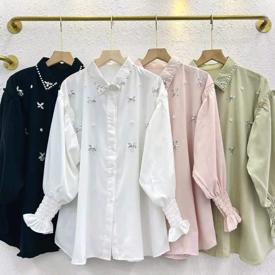 Atasan blouse cewek import premium tangan serut