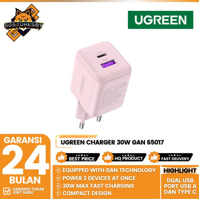 Gambar UGREEN Charger 30W GaN Dual USB Port USB A dan Type C Fast Charging - 65017 dari GGSTORESBY Kota Surabaya Tokopedia