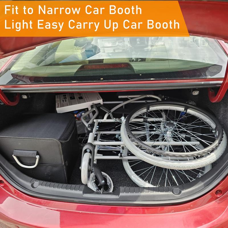 Product Introduction of ViN-32AAT Lightweight Self Propelled Wheelchair Hold 100 kg | Retractable Footrest | Anti Tipper | Foldable Self Propelled Wheelchair for Elderly Portable and Compact for for Car Boots 6