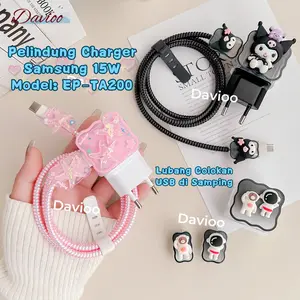 Pelindung Charger For SAMSUNG 15W Model EP-TA200 | Set 5 Item Paket Cover Pelindung Kepala Charger & Kabel Untuk Charger Original For SAMSUNG 15W Model EP-TA200