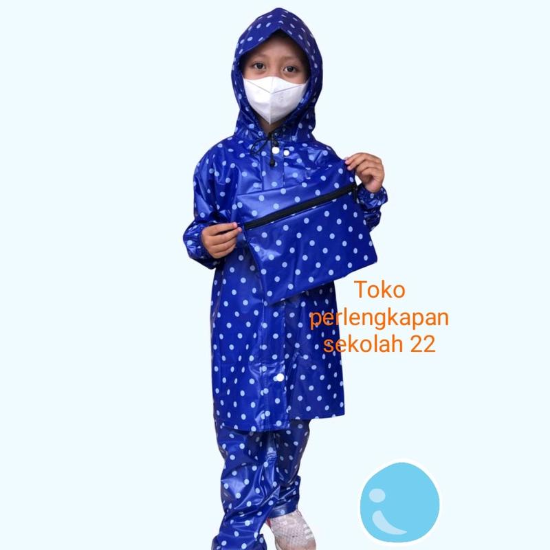 jas hujan anak laki² dan perempuan usia 4 sampai 10thn motip pulkadot lucu tebal dan bagus 8