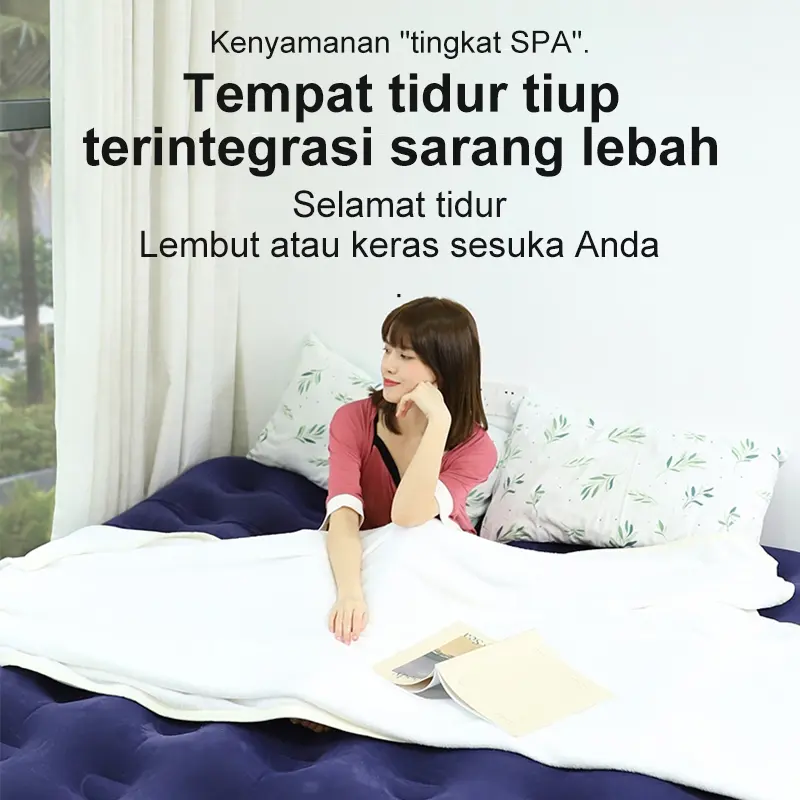 Kasur Angin Kasur Tidur Angin Single Kasur Angin Double Kasur Tiup Air Bed Portable Biru Kasur Tiup pompa 180x200 3
