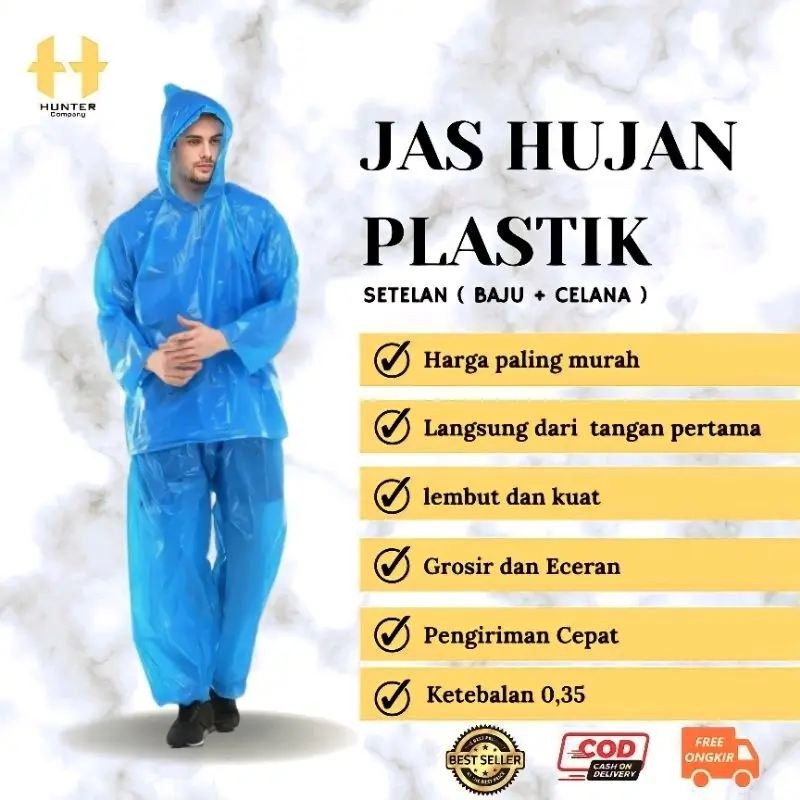 Jas Hujan Plastik Setelan - Perlindungan Maksimal