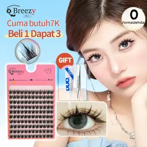 Breezy Bulu Mata Tebal Lentik Batang Tipis Terlihat Natural dari Dekat Lengkap Lem dan Pinset Wajib untuk Sehari hari dan Kerja Cocok untuk Pemula Mudah Dipakai