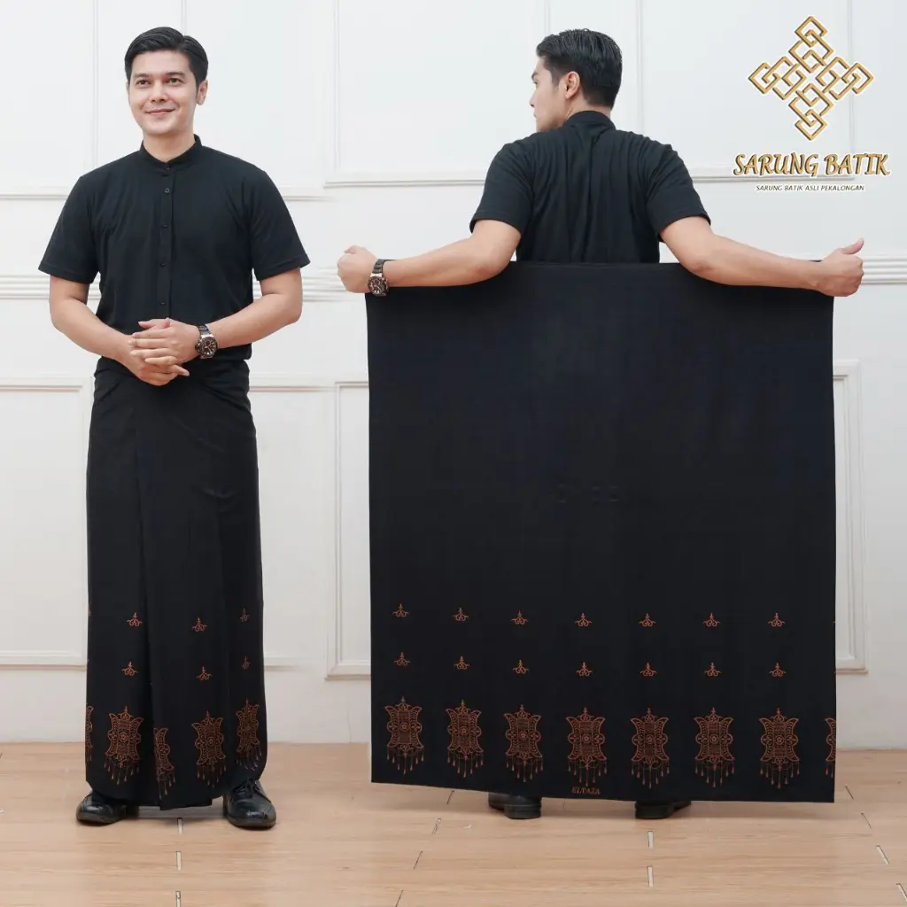 Sarung Hitam Polos Dewasa bahan katun Santri