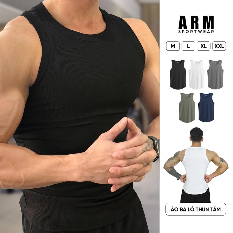 COMBO 3 Áo THUN TĂM BA LỖ thể thao nam ARM sport chất liệu thun tăm sát nách mạnh mẽ, rộng rãi thoáng mát, vận động thoải mái thoáng khí