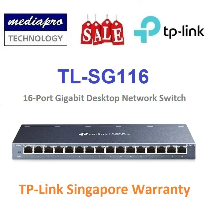 TP-LINK TL-SG116 16-Port Gigabit Desktop Switch ( SG116 Fanless ) - 5 Year Local TP-Link Warranty