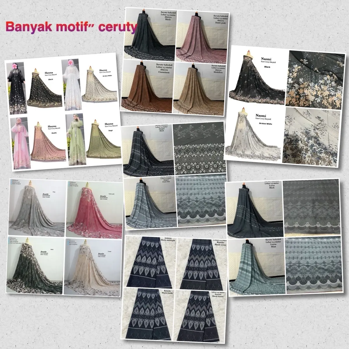 Bahan kain ceruty babydoll motif terbaru || kain ceruty || kain babydoll || harga setengah meter